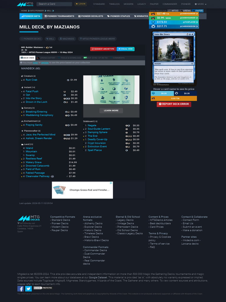 Pioneer Mill Deck by Mazianos - MTG DECKS | PDF | Playing Cards ...