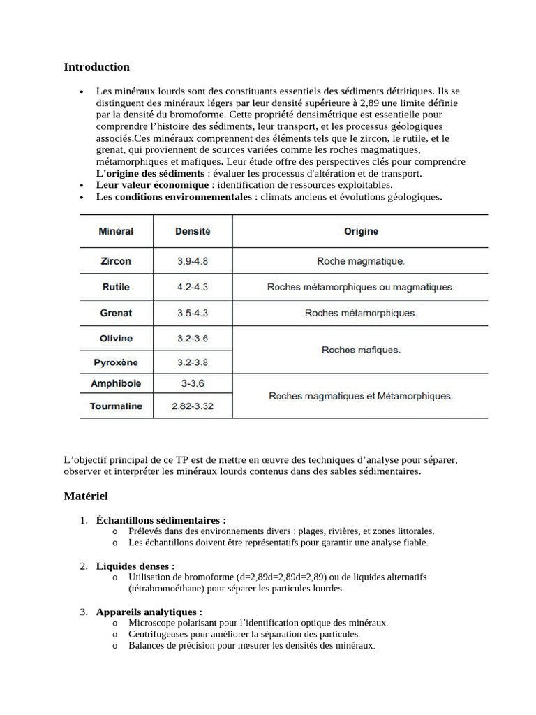 Analyse des minéraux lourds en sédiments | PDF | Minéral | Géologie