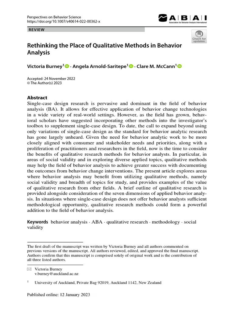 Rethinking The Place of Qualitative Methods in Beh | PDF | Qualitative ...