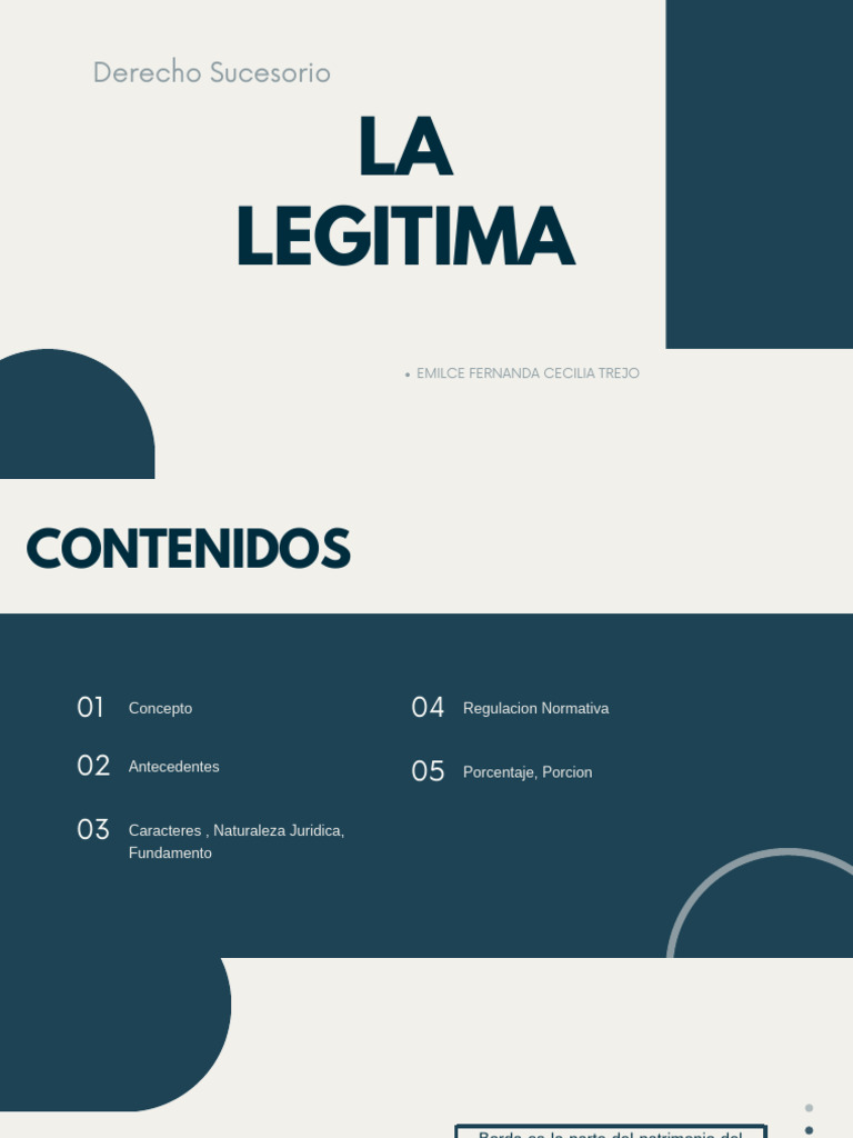 Concepto y Regulación de la Legítima Hereditaria | PDF | Herencia ...
