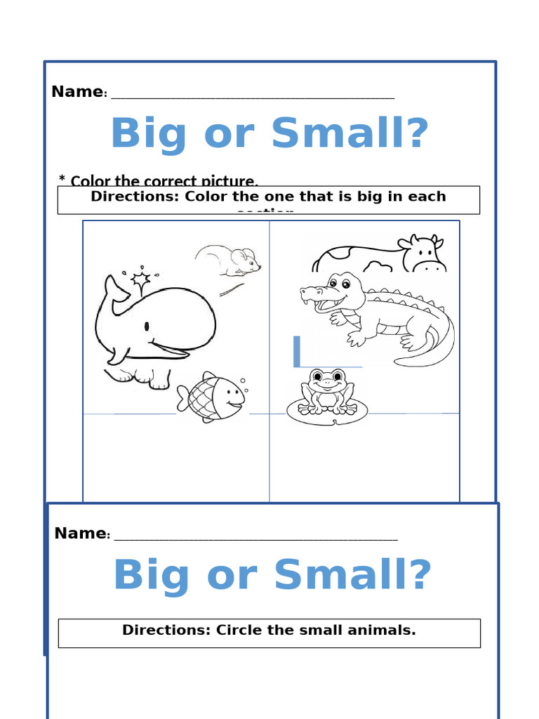 Big Small Worksheet | PDF