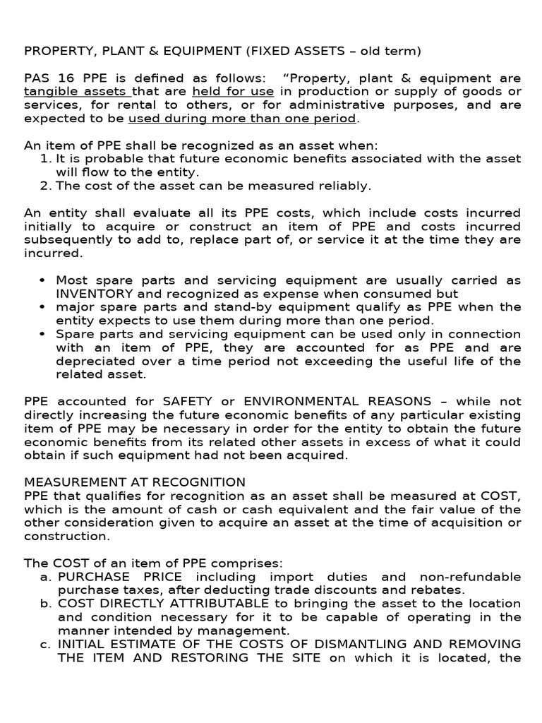 Understanding Property, Plant & Equipment | PDF | Debits And Credits ...