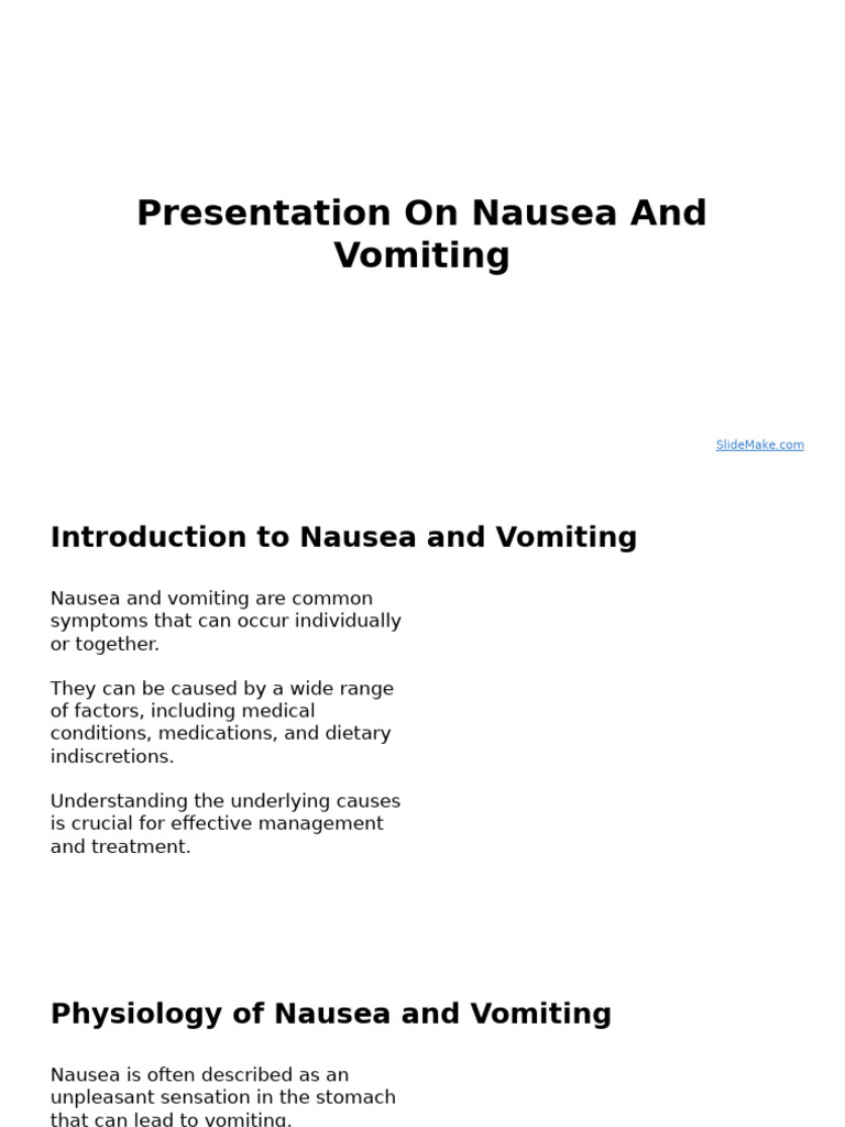 Understanding Nausea and Vomiting | PDF | Nausea | Vomiting