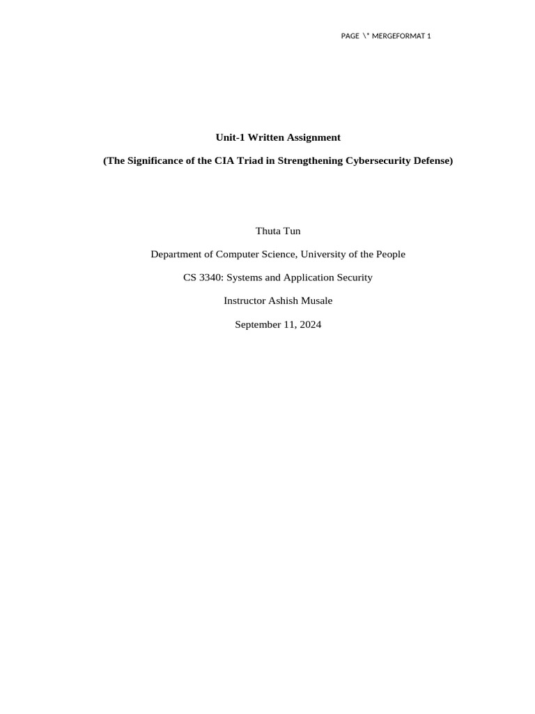 Importance of the CIA Triad in Cybersecurity | PDF | Information ...
