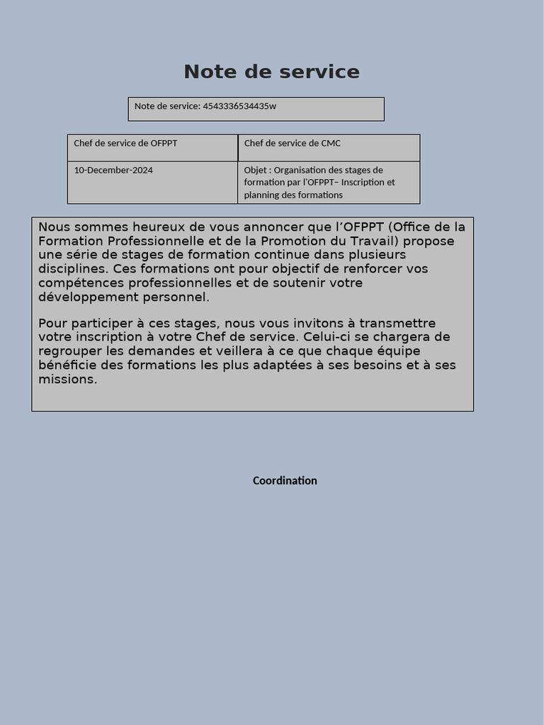 Note de Service | PDF