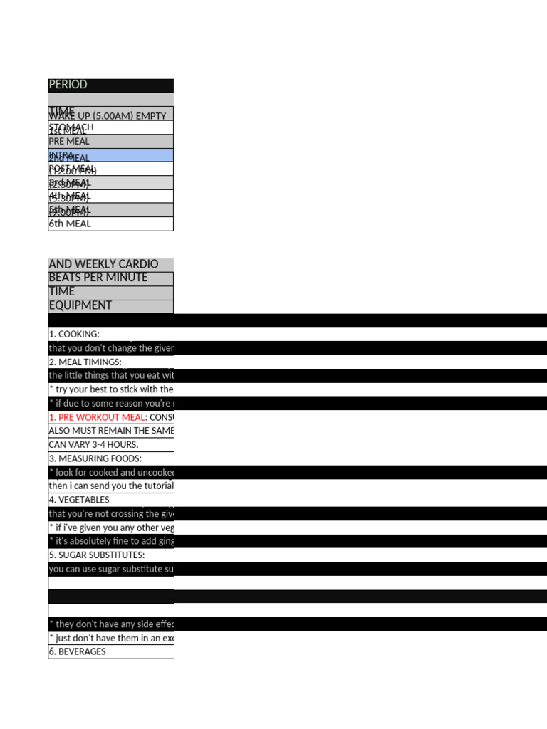 Meal Plan and Supplement Guidelines | PDF | Sugar Substitute | Foods