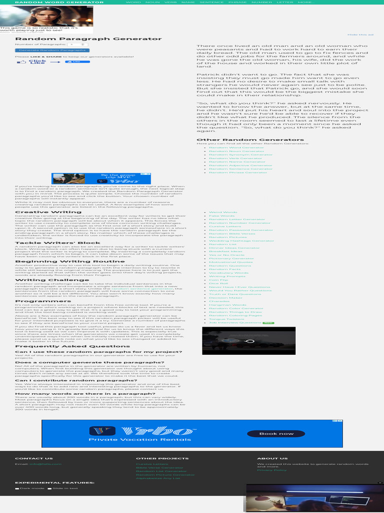 Random Paragraph Generator Guide | PDF | Verb | Letter Case