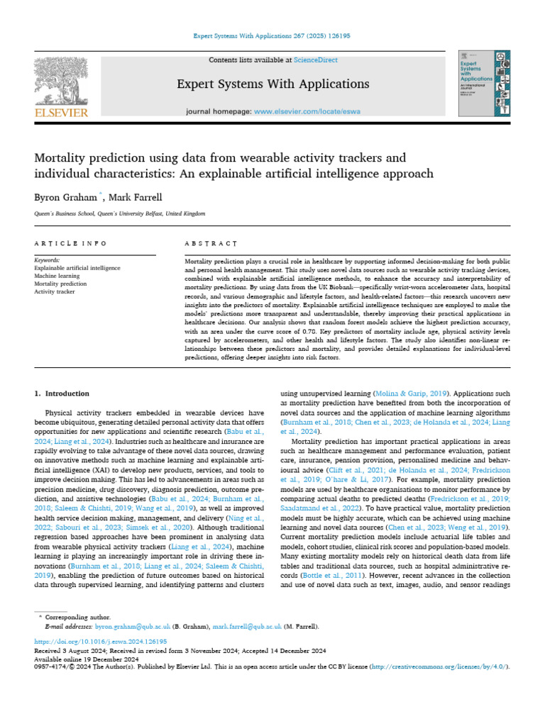 Mortality Prediction Using Data From Wearable | PDF | Machine Learning ...