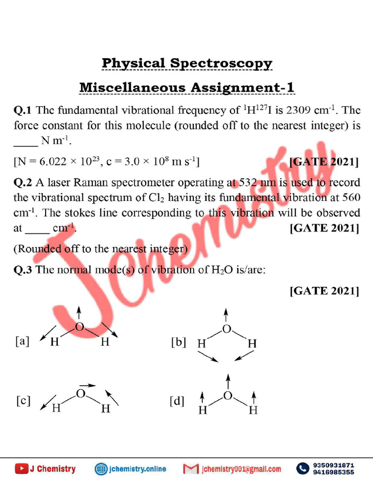 Physical Spectroscopy Assignment Miscellaneous 1 | PDF