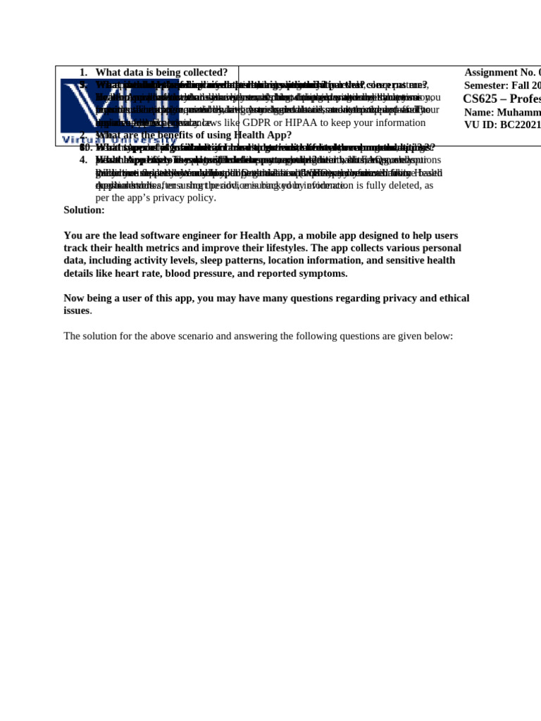 Assignment No 1 | PDF | Privacy | Mobile App