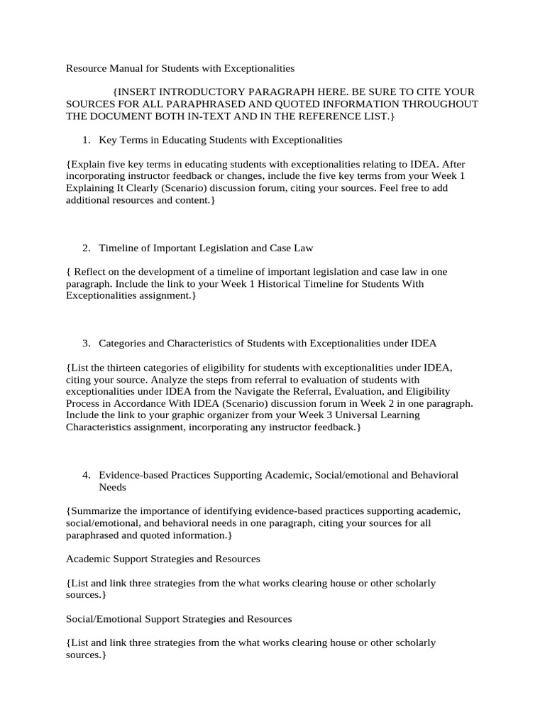 Resource Manual For Students With Exceptionalities | PDF | Learning | Goal
