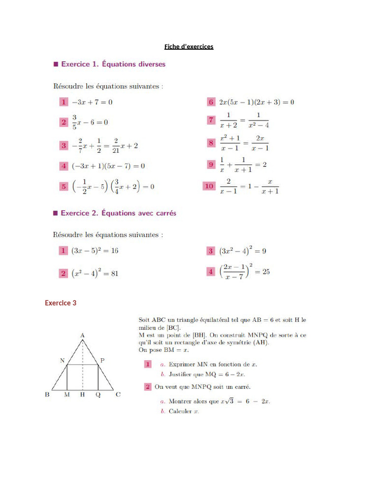 Exercices Pratiques de Mathématiques | PDF