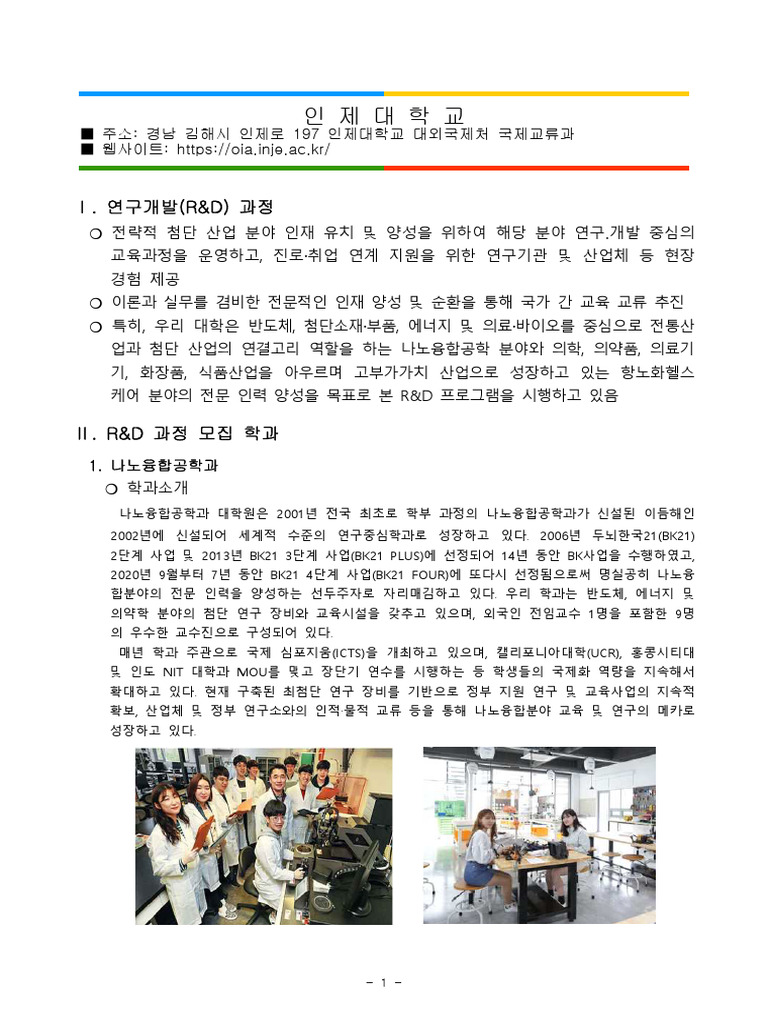 2023 GKS-G Overview of RD Program (INJE Univ.) RD | PDF