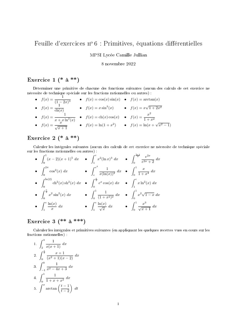 Primitives et intégrales en MPSI | PDF | Limite (mathématiques) | Intégral