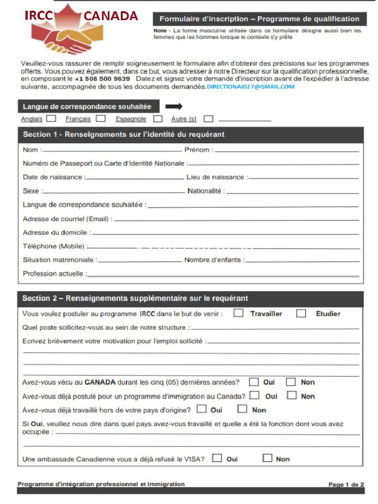 Formulaire Dinscription | PDF