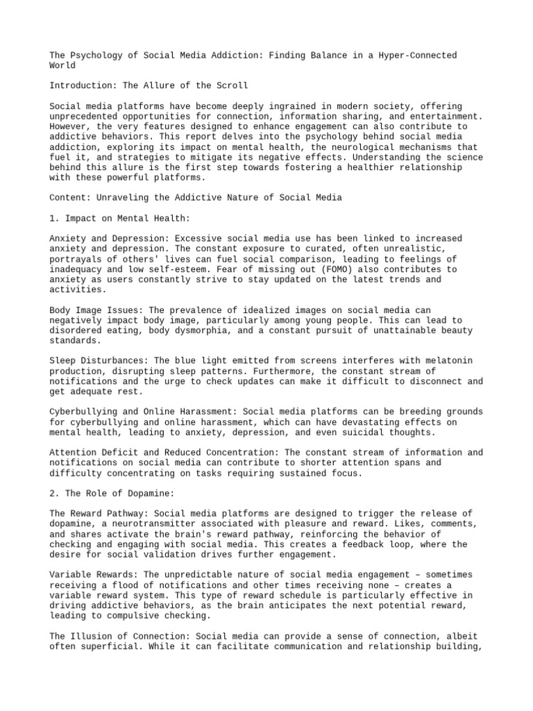 Psychology of Social Media Addiction | PDF | Social Media | Popular ...