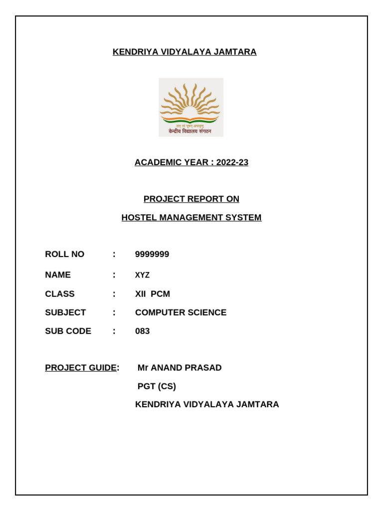 Hostel Management System Project Report | PDF | Software Testing | System