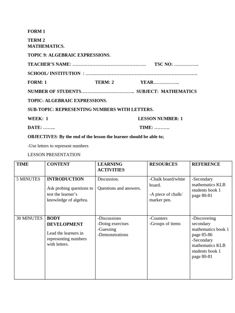 Math Lesson Plan | PDF | Mathematics | Cognition