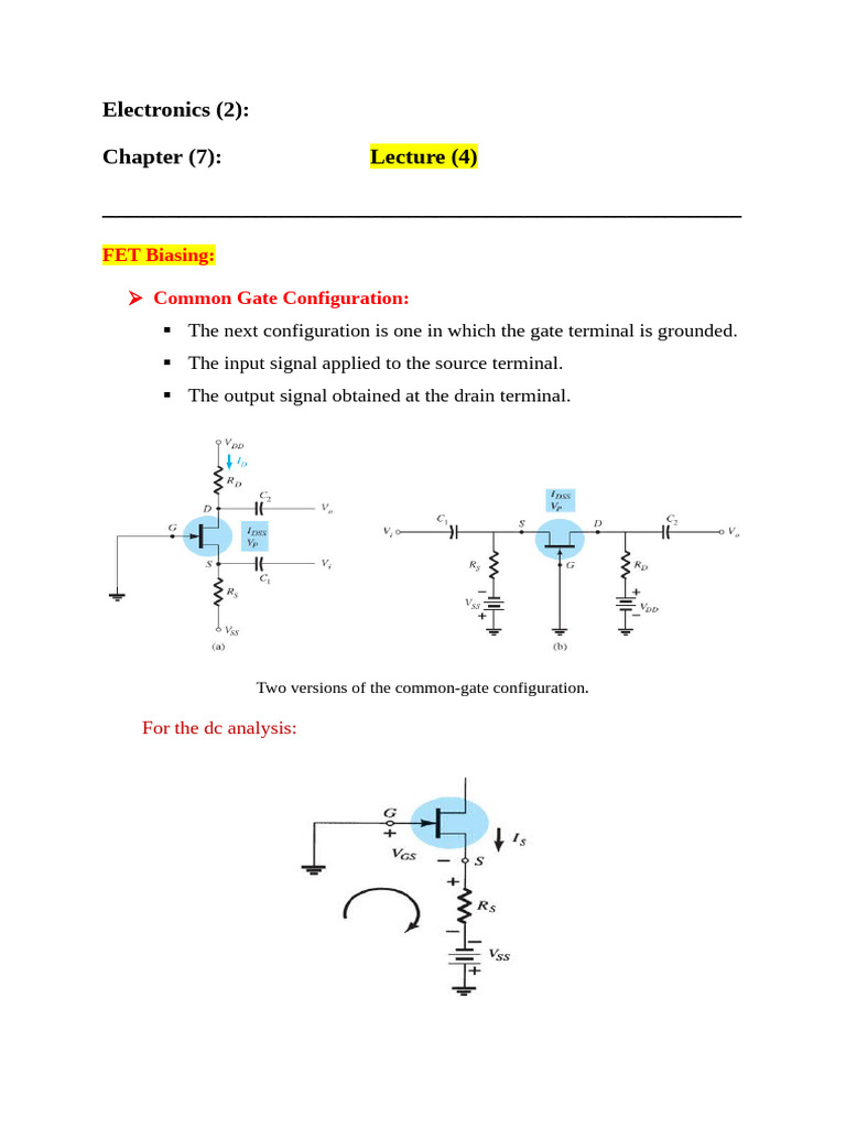 VGSQ Calculation in FET Biasing | PDF | Field Effect Transistor | Mosfet