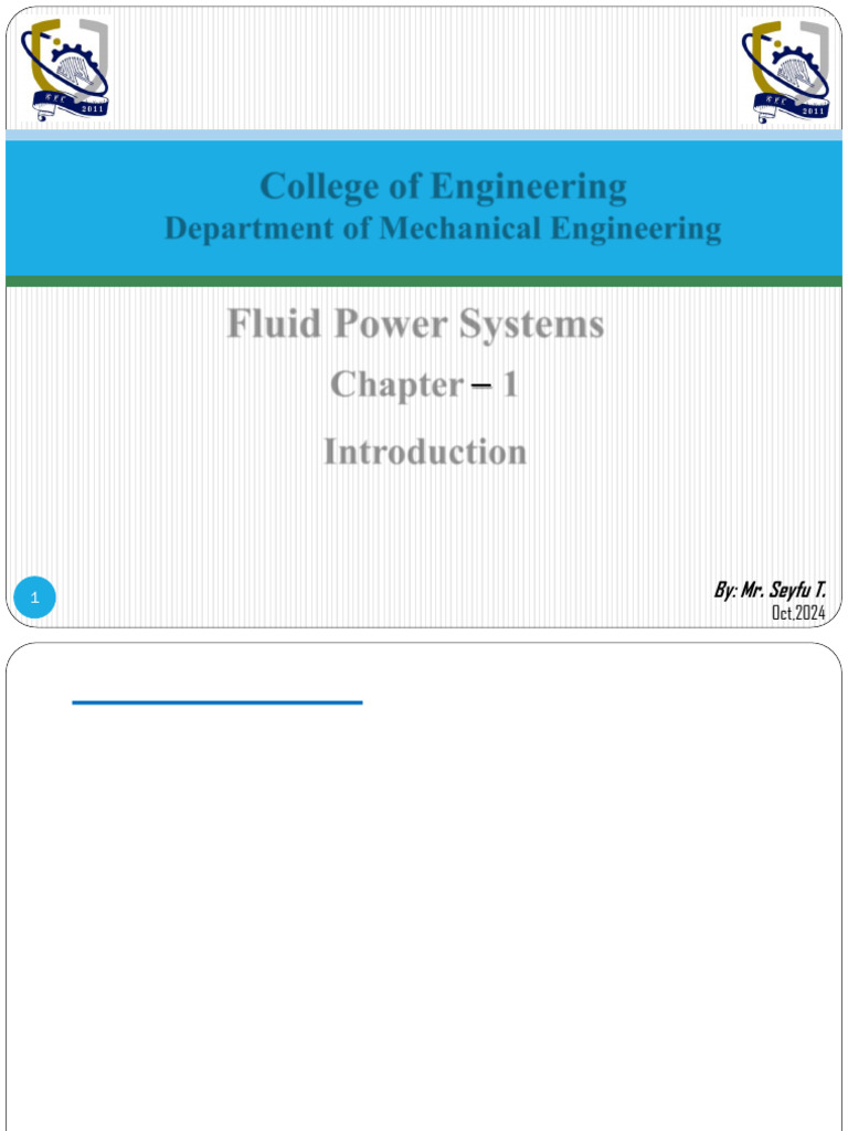 Fluid Power Systems Overview | PDF | Reynolds Number | Fluid Dynamics