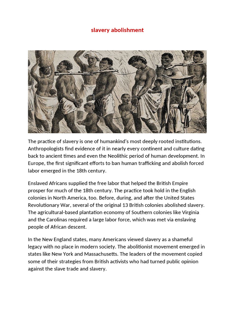 History of Slavery Abolishment | PDF | Abolitionism In The United ...