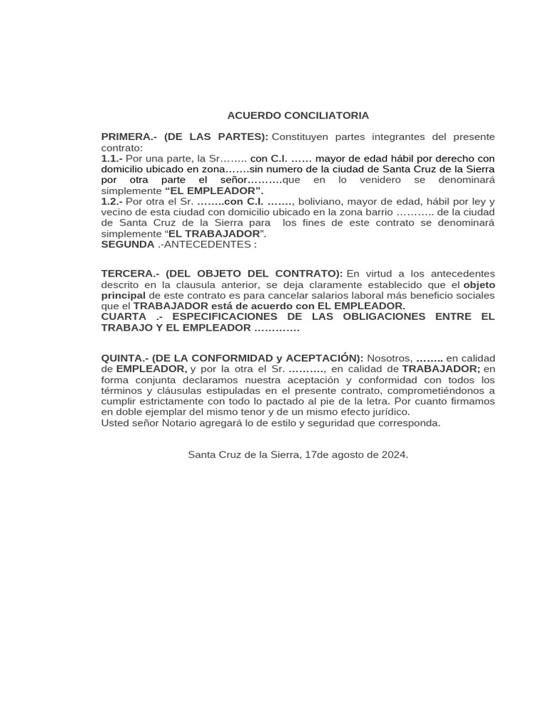 Acuerdo Laboral | PDF