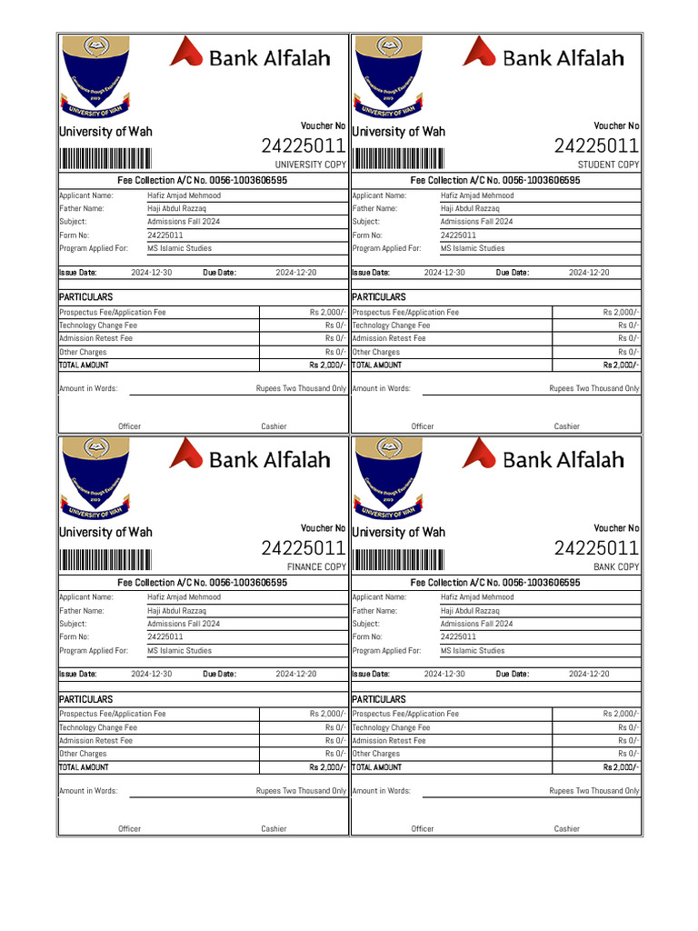 UW Admission Voucher - 24225011 | PDF
