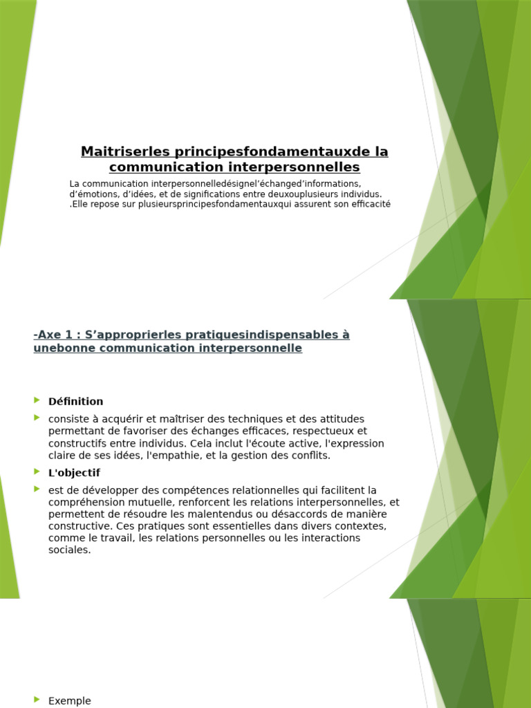 Principes clés de la communication interpersonnelle | PDF | la ...