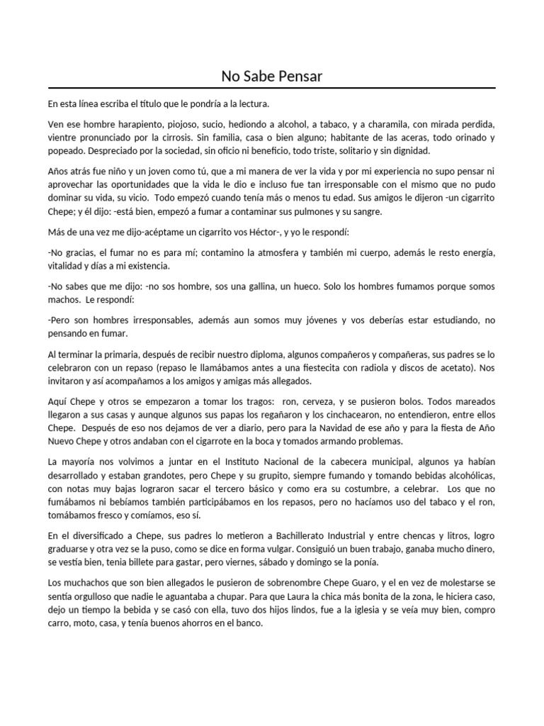 No Sabe Pensar | PDF