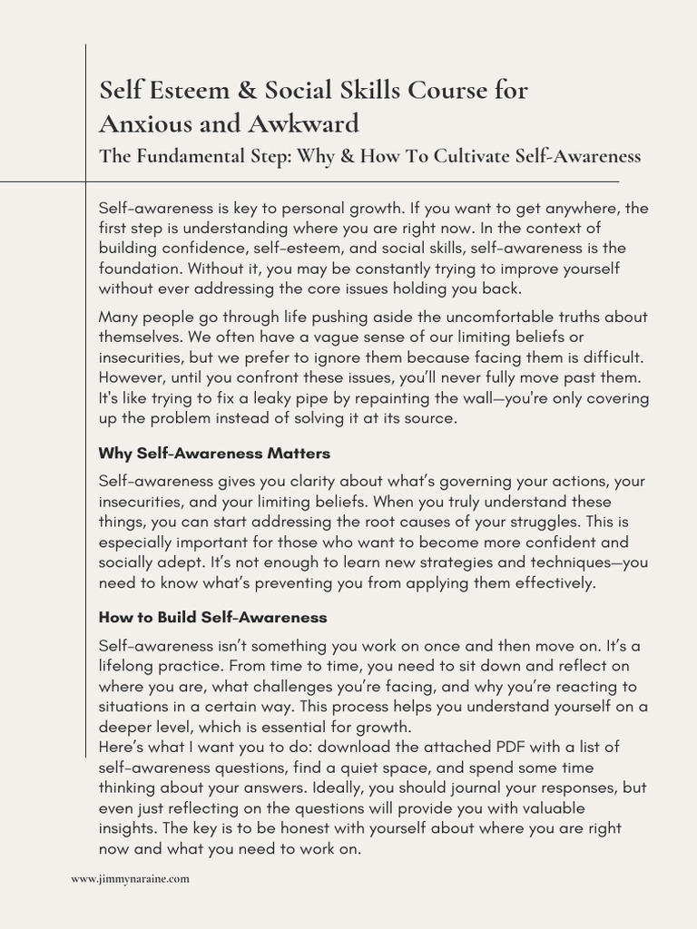 The Fundamental Step - Why & How To Cultivate Self-Awareness | PDF ...