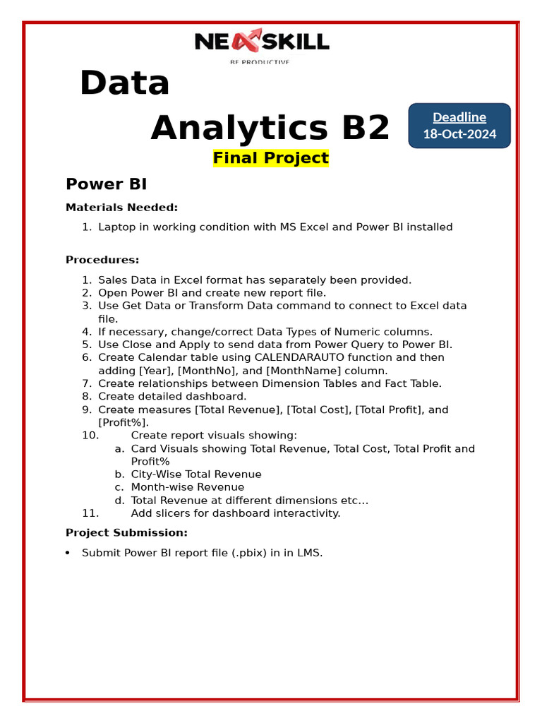 Power BI B2 Data Analytics Project Guide | PDF