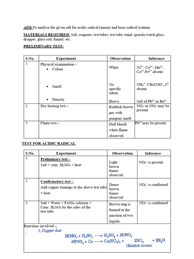 Lead Nitrate - Salt Analysis | PDF | Salt (Chemistry) | Nitrate