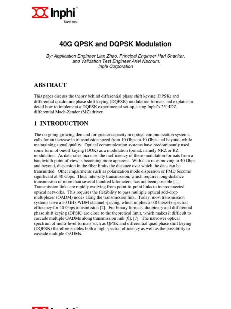 40G DQPSK Optical Transmission Technology 2 | PDF | Radio | Radio ...