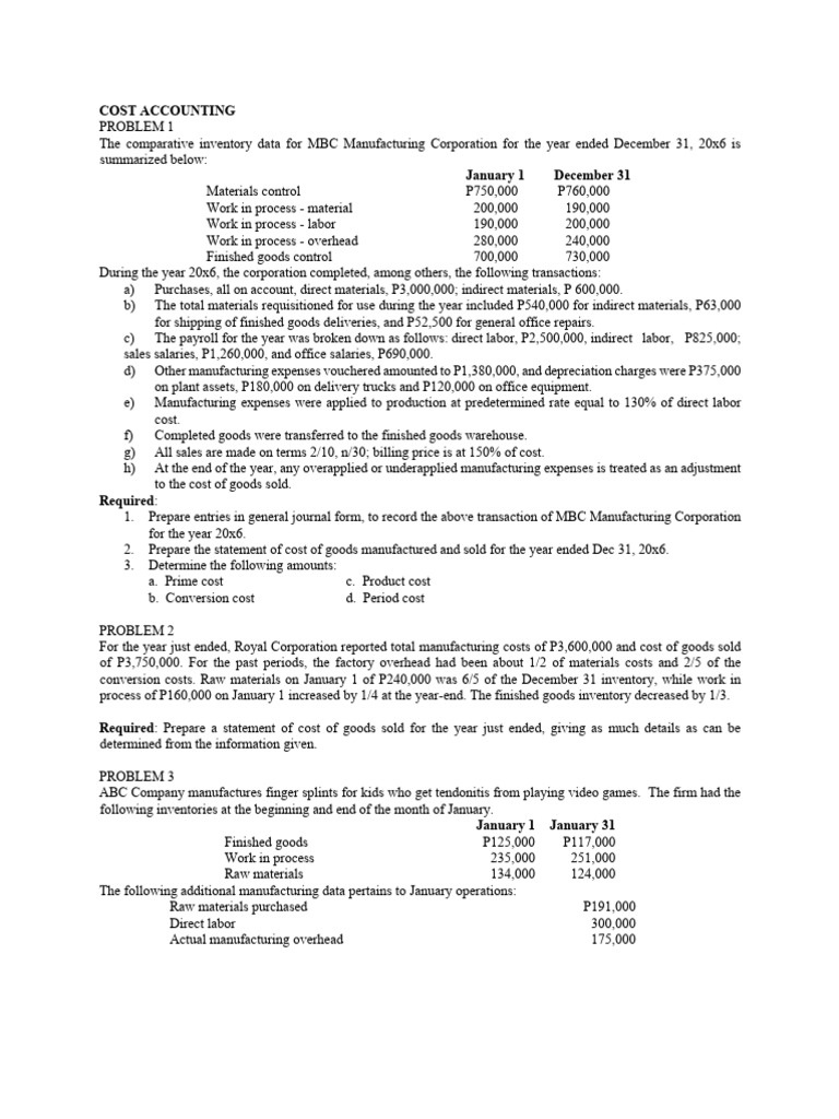 Cost Accounting | PDF | Cost Of Goods Sold | Inventory
