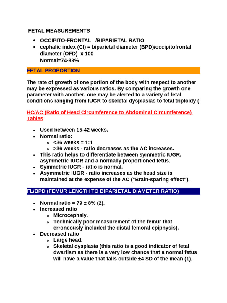 Fetal Measurements | PDF