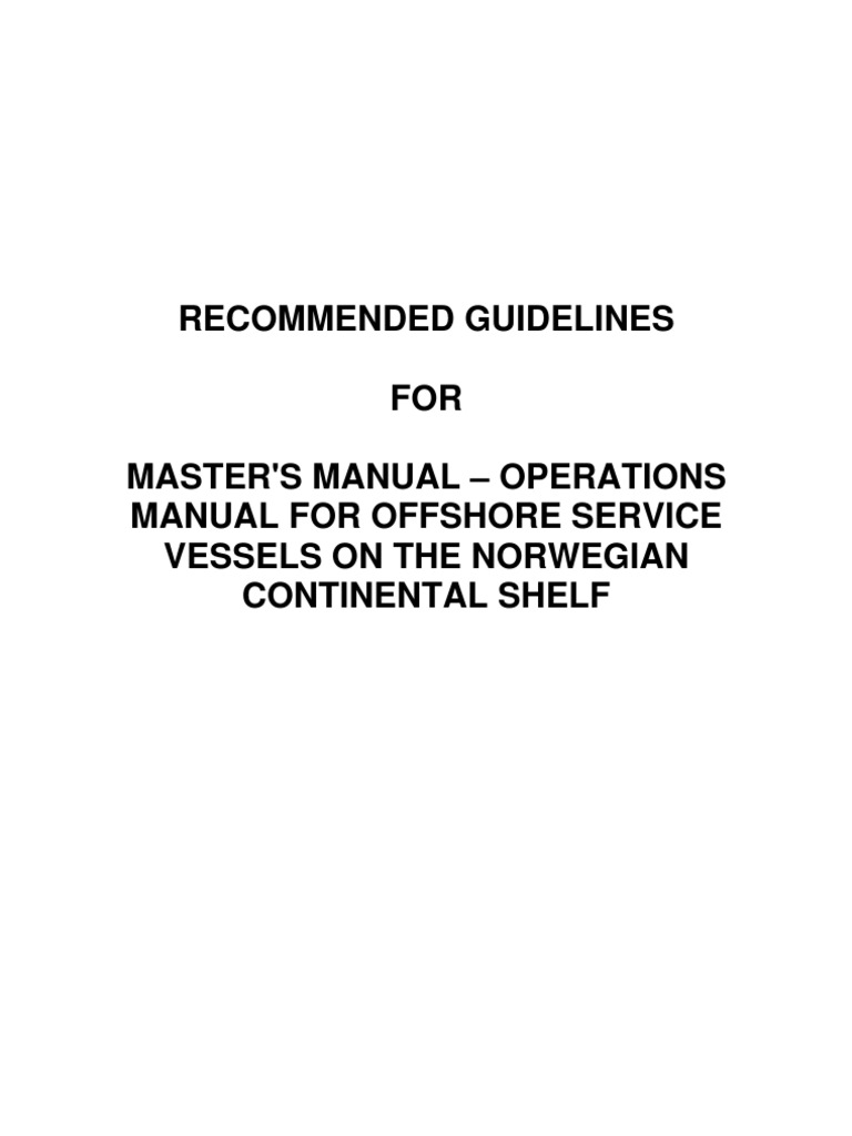 Offshore Service Vessel Operations Manual | PDF | Risk | Safety