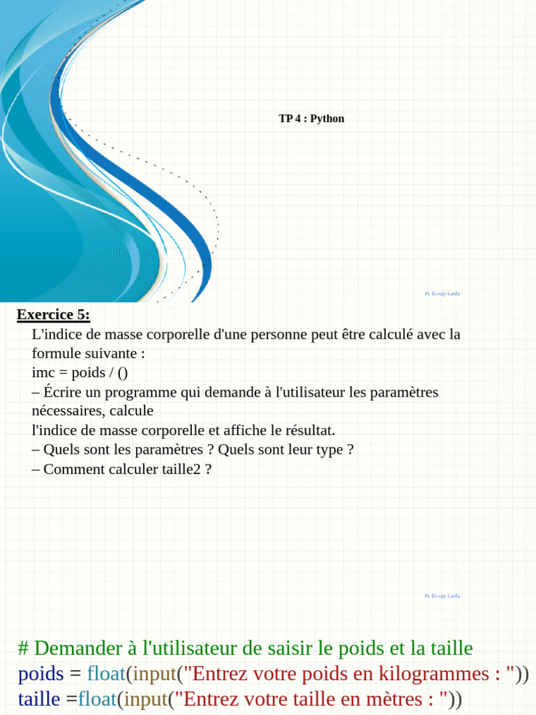 Calcul IMC et gestion bibliothèque en Python | PDF | Indice de masse ...