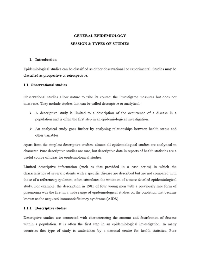 Overview of Epidemiological Studies | PDF | Cohort Study | Epidemiology