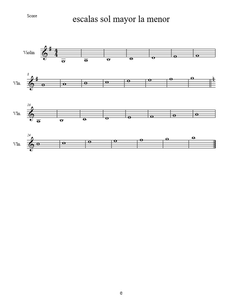 Escala de Sol Mayor La Menor Violin | PDF