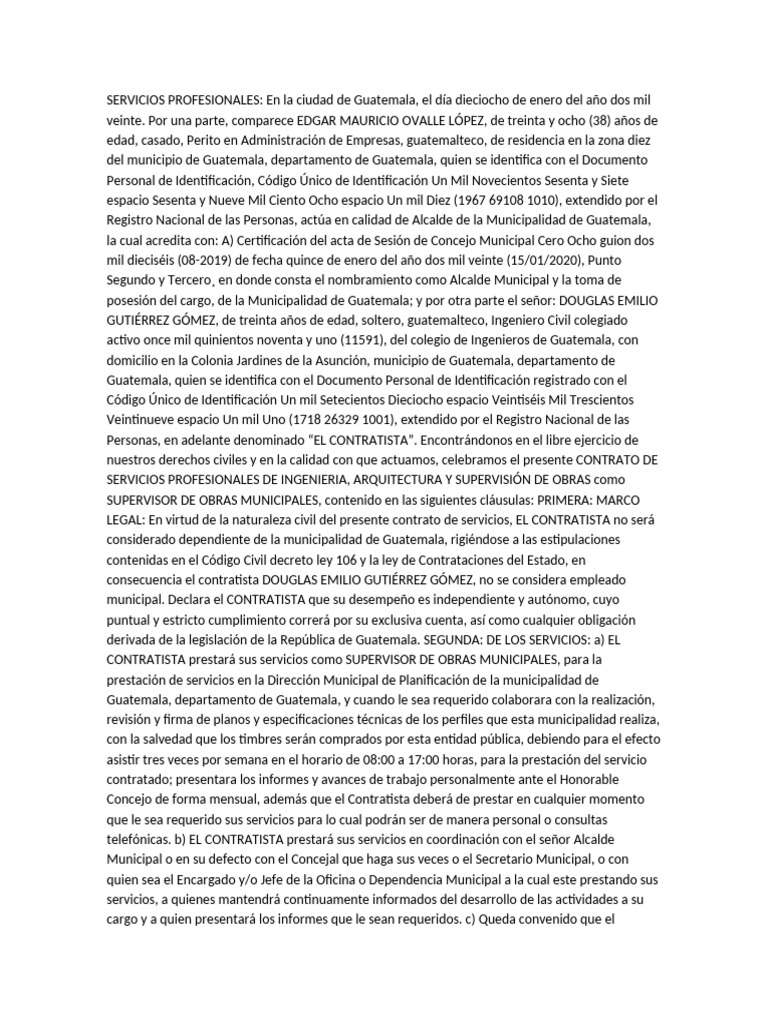 Servicios Profesionales | PDF | Guatemala | Gobierno local