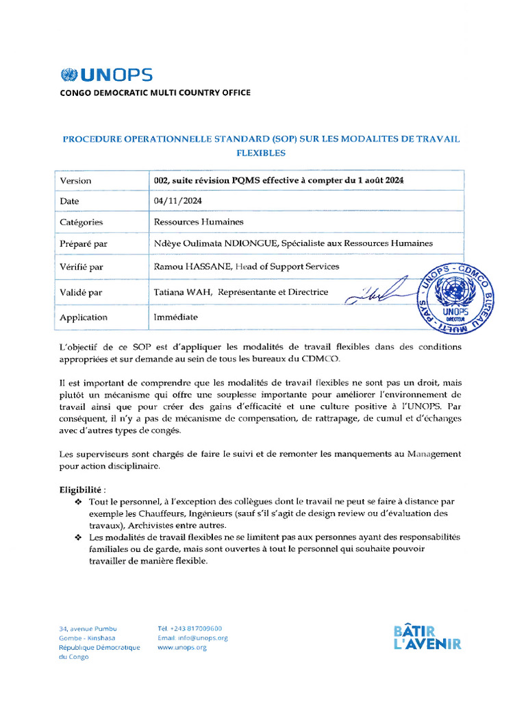 SOP Flexible Arrangements - Signed TW | PDF