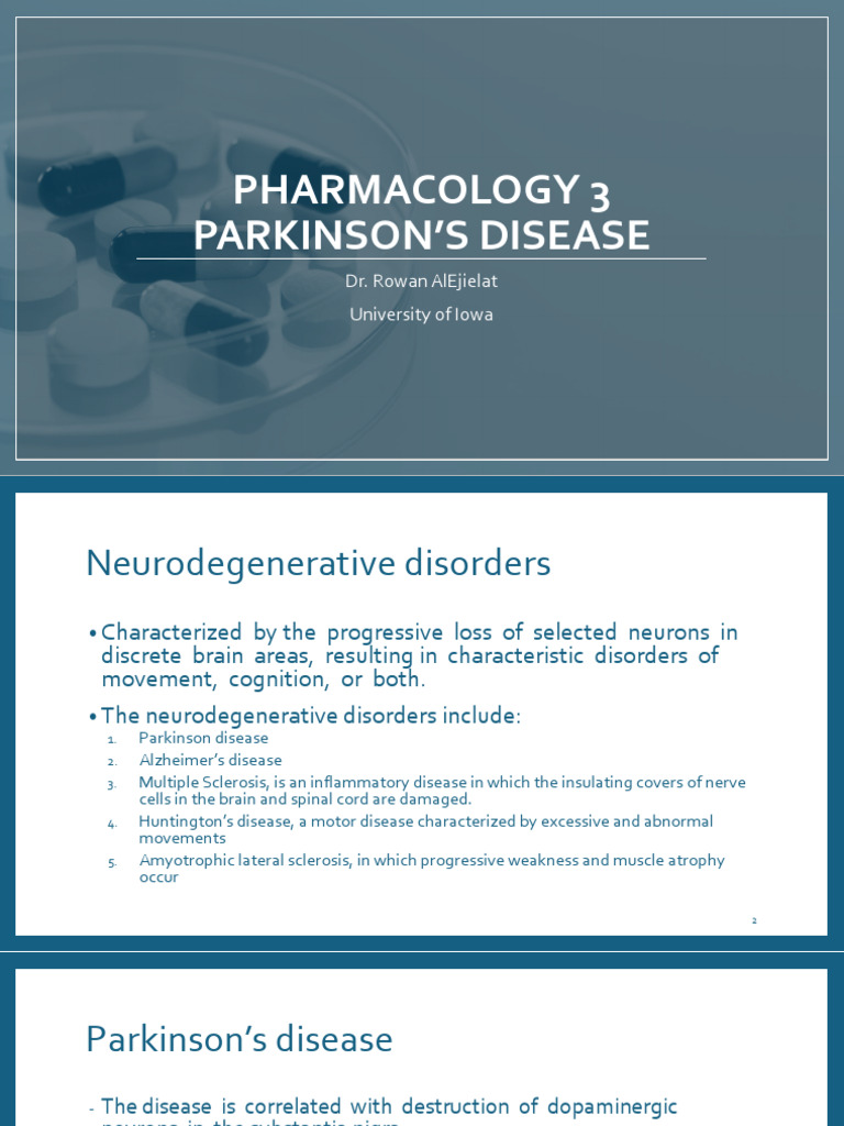 Lecture 8 Parkinson Pdf Parkinson S Disease Dopamine