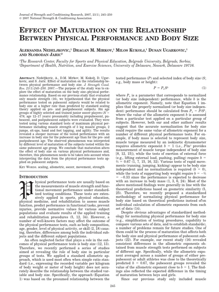 2007 - NEDELJKOVIC - Effect of Maturation On The Relationship Between ...