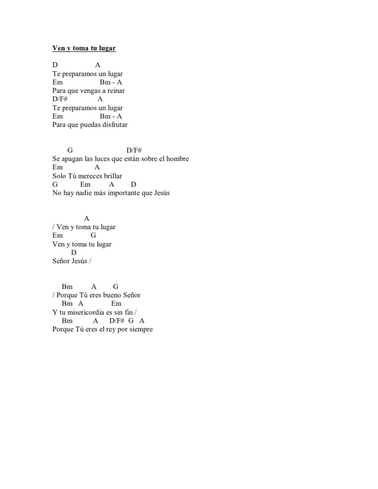 Ven y Toma Tu Lugar Acordes PDF Textos Religiosos Religión y creencia