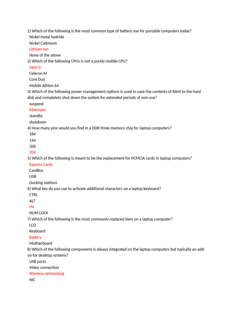 Mobile Device Exam Review Questions Pdf Laptop Smartphone