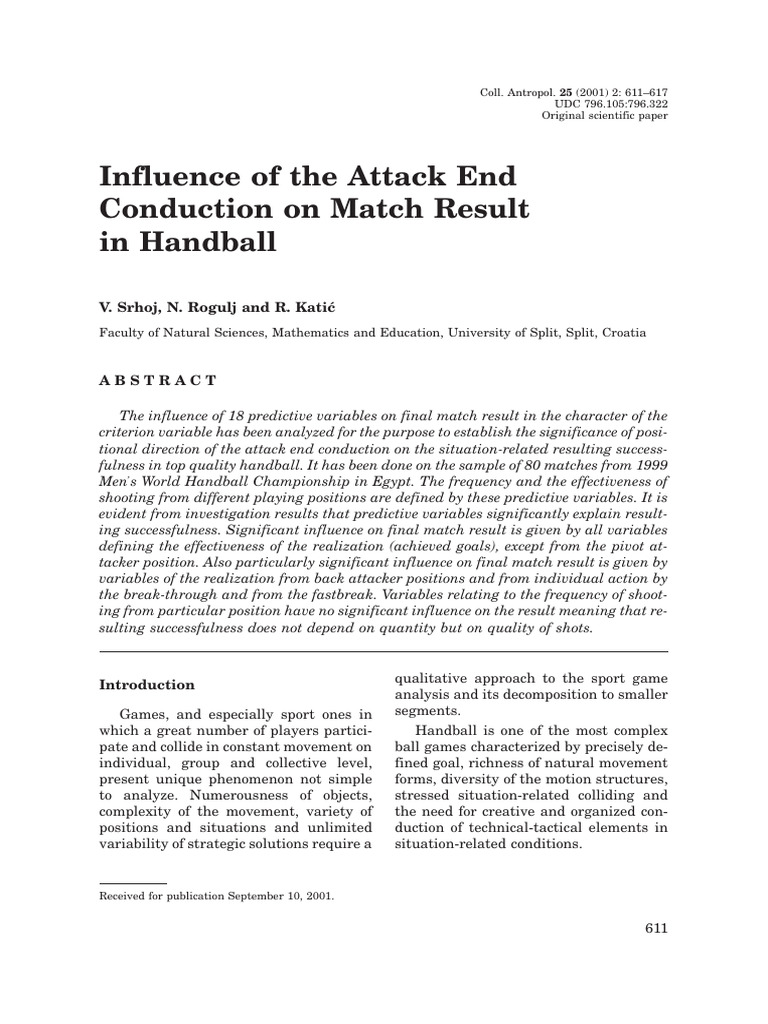 Handball Match Results: Attack End Analysis | PDF | Regression Analysis ...
