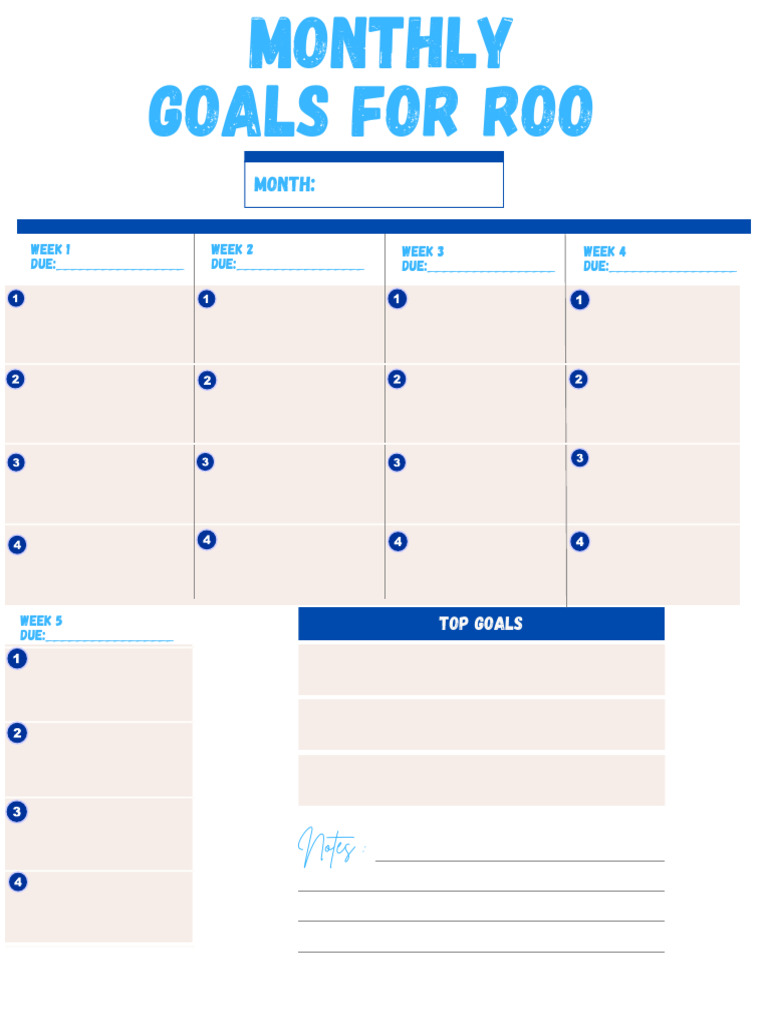 Ricky Roo's Monthly Goals Planner | PDF