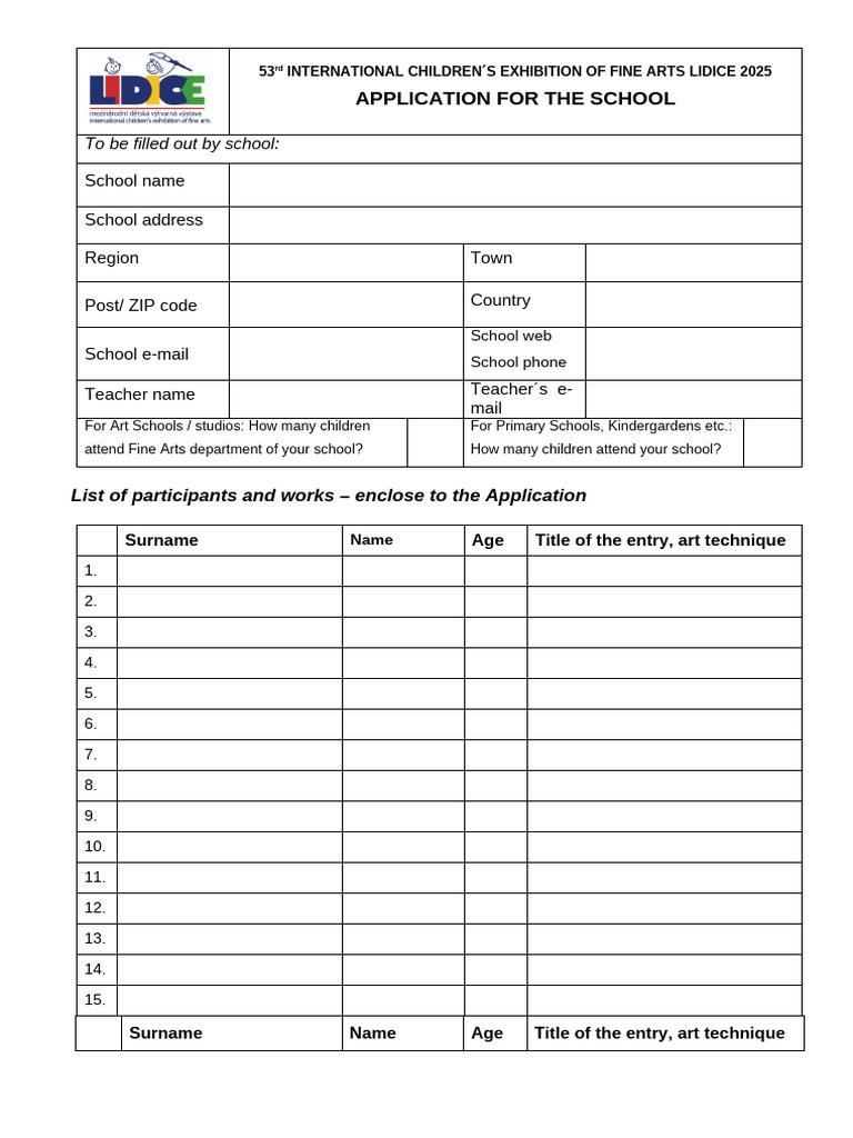 53 ICEFA Lidice 2025 Application Form | PDF | Written Communication