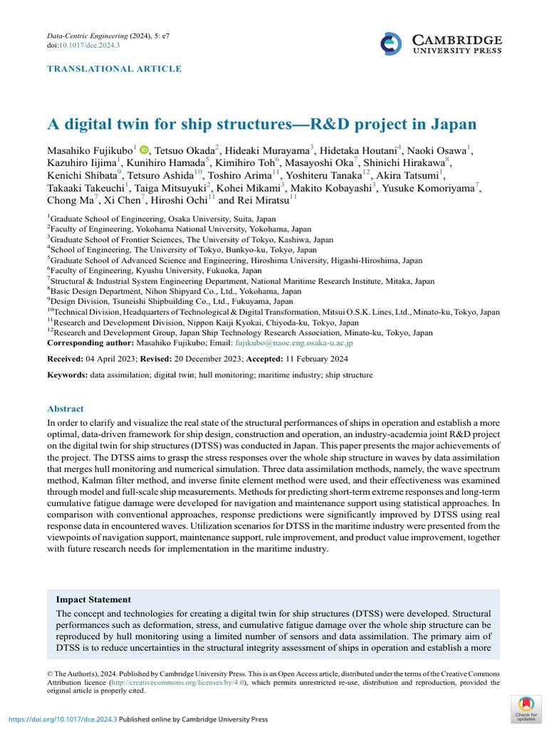 A Digital Twin For Ship Structuresrandd Project in Japan | PDF ...