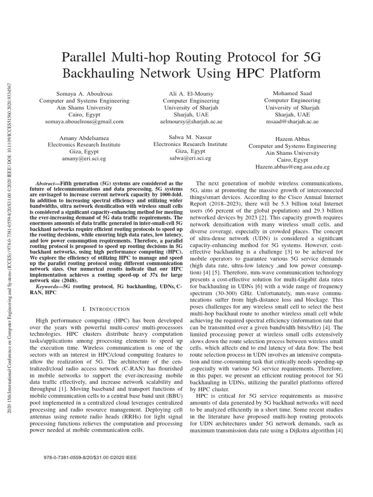 5G Backhaul Routing Protocol with HPC | PDF | Message Passing Interface ...